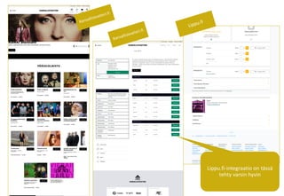 • Esim kansallisteatterin
ostokokemus on
todella vaikea
Lippu.fi-integraatio on tässä
tehty varsin hyvin
 