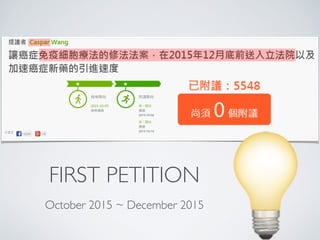 FIRST PETITION
💡October 2015 ~ December 2015
 