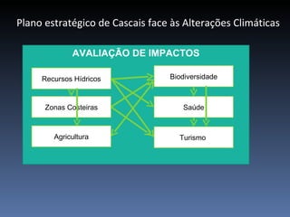 Plano estratégico de Cascais face às Alterações Climáticas

             AVALIAÇÃO DE IMPACTOS

     Recursos Hídricos           Biodiversidade



      Zonas Costeiras               Saúde



        Agricultura                Turismo
 