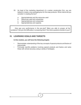Grade 8 Learning Module in Math - Complete | PDF
