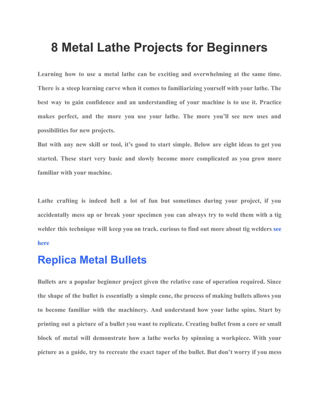 8 metal lathe projects for beginners PDF