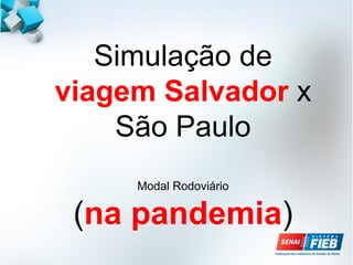 Simulação de
viagem Salvador x
São Paulo
Modal Rodoviário
(na pandemia)
 