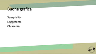 Buona grafica
Semplicità
Leggerezza
Chiarezza
 