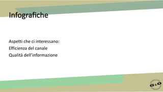 Infografiche
Aspetti che ci interessano:
Efficienza del canale
Qualità dell’informazione
 
