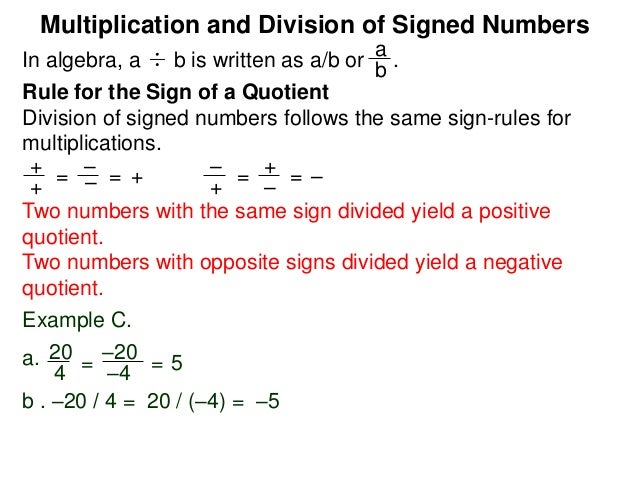 8 multiplication division of signed numbers, order of operations