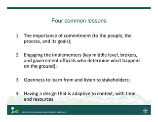 Multi-stakeholder forums as innovation for natural resource management?