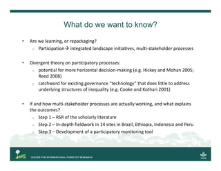 Multi-stakeholder forums as innovation for natural resource management?