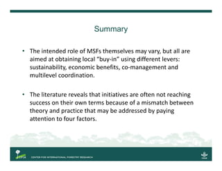 Multi-stakeholder forums as innovation for natural resource management?
