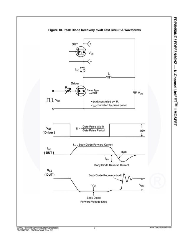 Original Mosfet N FDPF8N50NZ 8N50 8N50NZ 10V 4A TO-220 New Fairchild | PDF