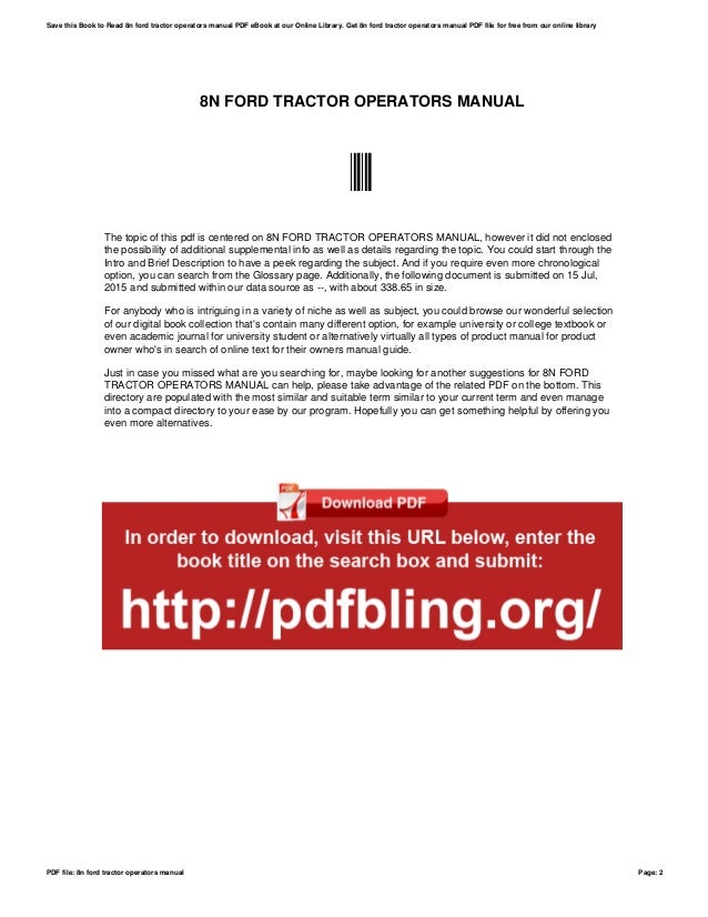 Ford 8n owners manual