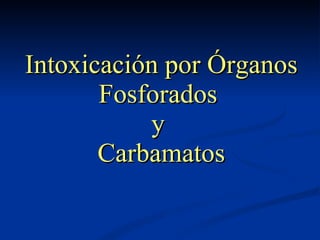 Intoxicación por Órganos Fosforados  y  Carbamatos 