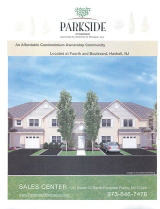 Parkside at Wanaque - new construction Townhomes and One Level Style.  Haskell, NJ.  new condos.