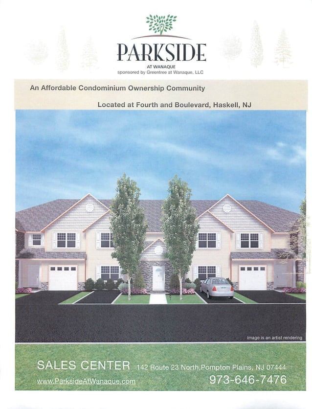 Parkside at Wanaque new construction Townhomes and One Level Style