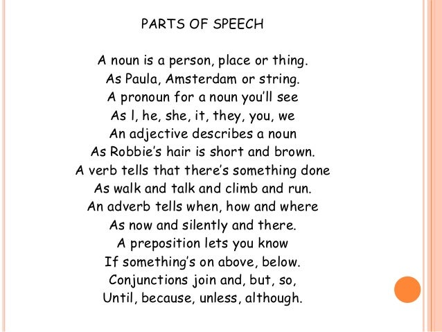 How to write a parts of speech poem