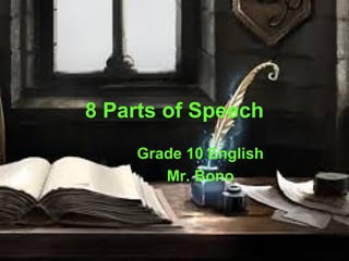 8 Parts of Speech
Grade 10 English
Mr. Bono
 