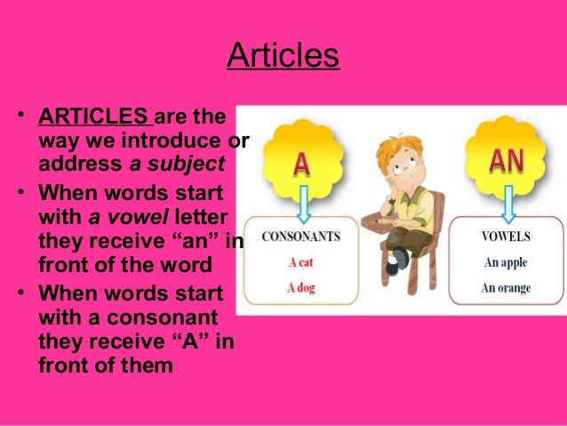 article definition part of speech examples