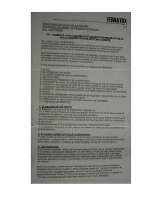 Cloroformo en suelo de Zona Johnson. Expediente Perdido.