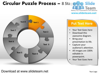 8 pieces pie chart circular puzzle with hole in center process ...