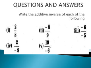 Write the additive inverse of each of the
following
 