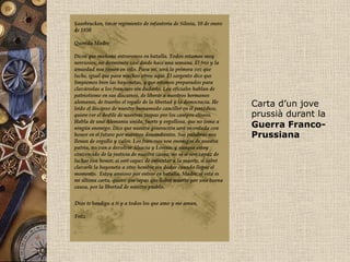 Carta d’un jove
prussià durant la
Guerra Franco-
Prussiana
 