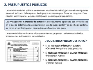 Economía 4ºESO - UD8. Los Presupuestos Generales del Estado | PDF