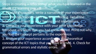 Reflecting on the ICT Learning Processes | PPTX