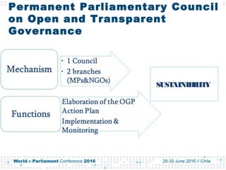 Permanent Parliamentary Council
on Open and Transparent
Governance
SUSTAINIBILITY
 