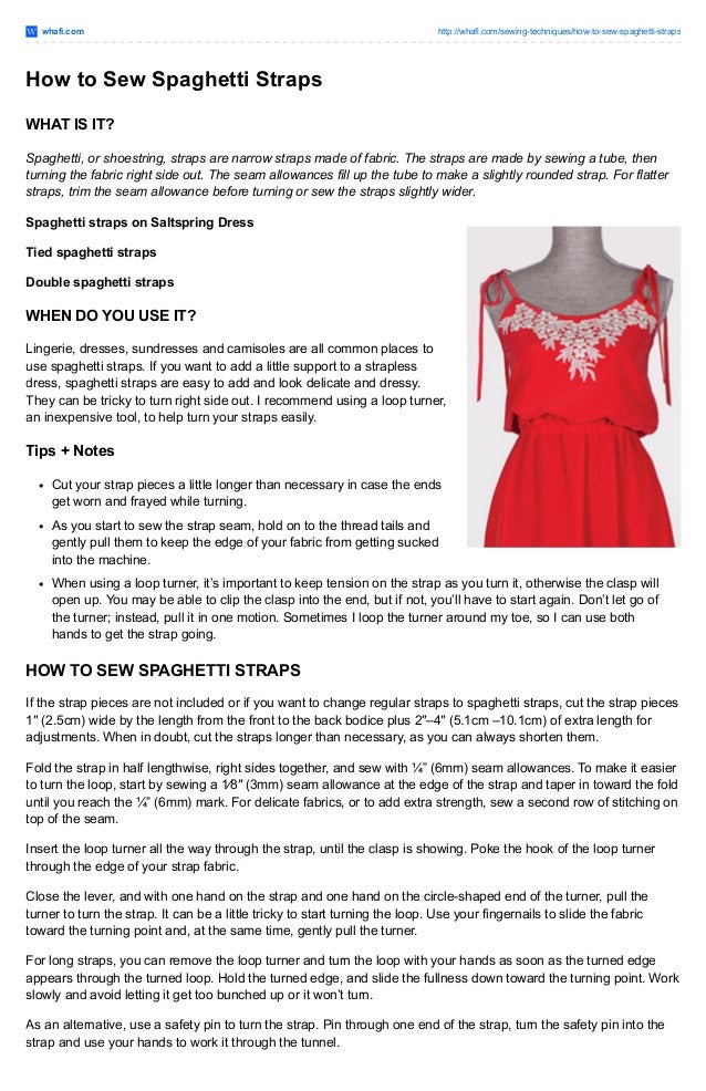 How to sew spaghetti straps
