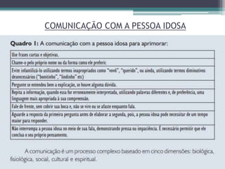 COMUNICAÇÃO COM A PESSOA IDOSA
 