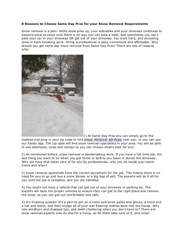 8 Reasons to Choose Same Day Pros for your Snow Removal Requirements