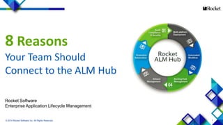 1© 2014 Rocket Software Inc. All Rights Reserved.
8 Reasons
Your Team Should
Connect to the ALM Hub
Rocket Software
Enterprise Application Lifecycle Management
 