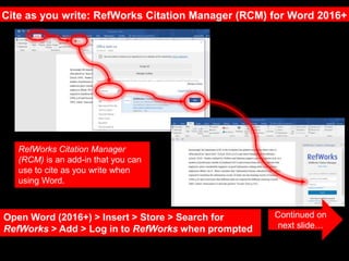 RefWorks 8: RefWorks and Academic Writing Slide 6