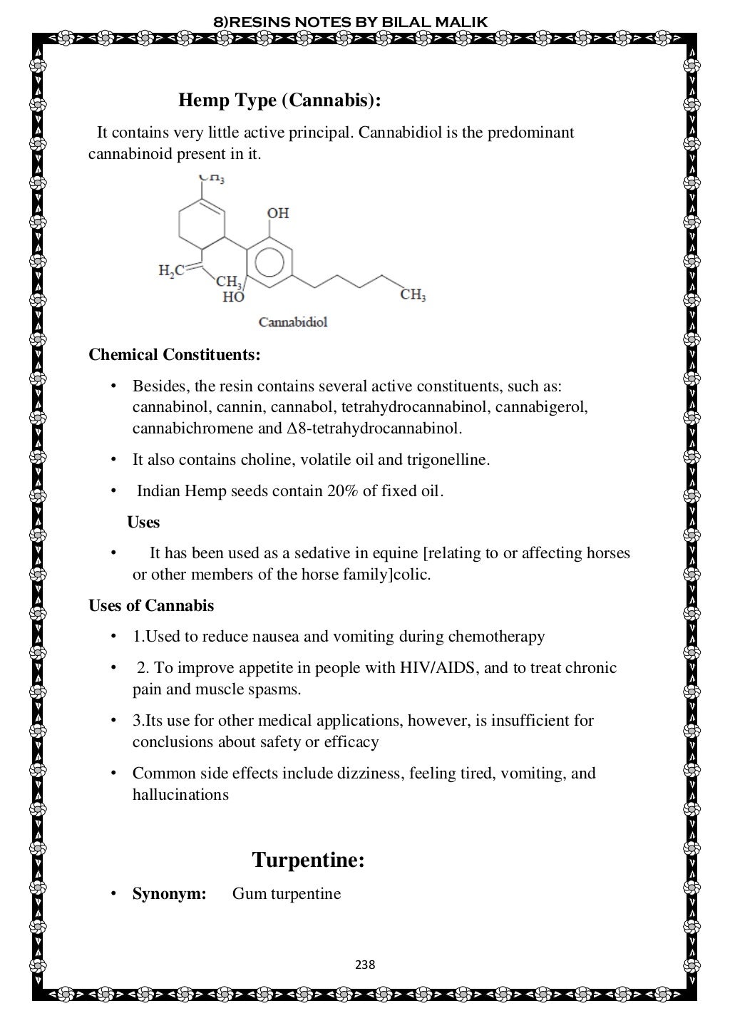 8 resins pharmacognosy notess