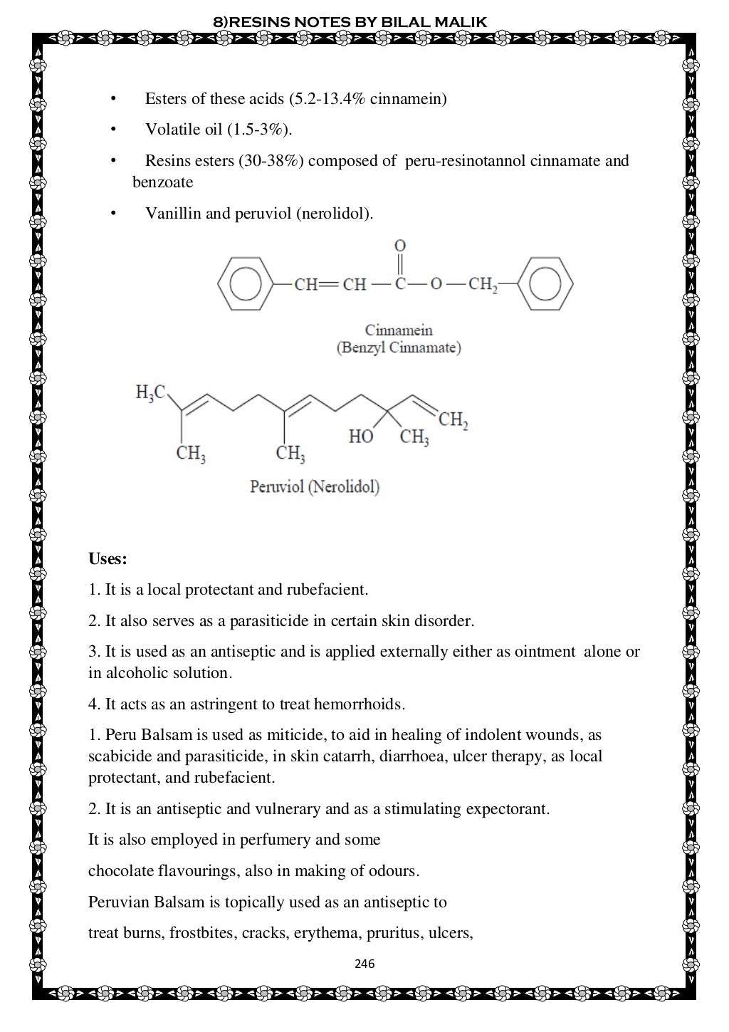 8 resins pharmacognosy notess