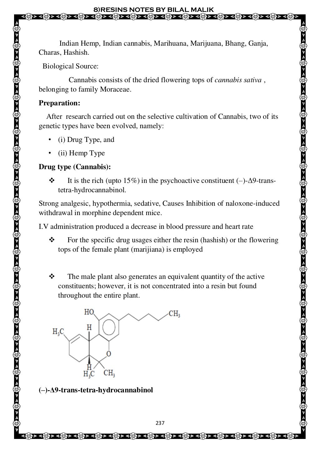 8 resins pharmacognosy notess