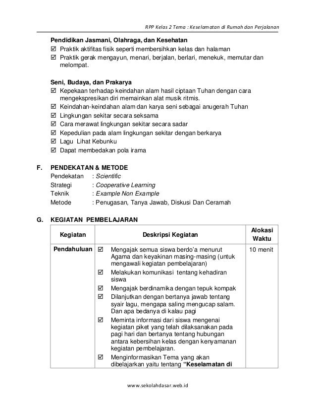 [8] rpp sd kelas 2 semester 2 keselamatan di rumah dan 