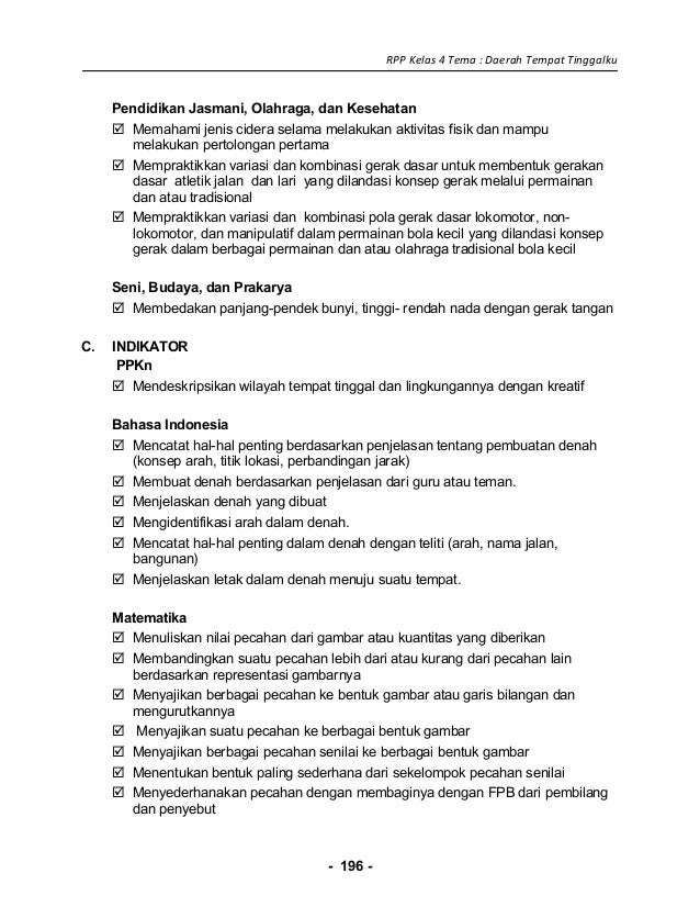 8 Rpp Sd Kelas 4 Semester 2 Daerah Tempat Tinggalku 53674584