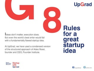 8 Rules to a great startup idea 