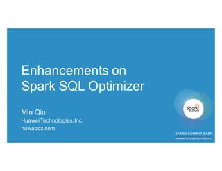 Enhancements on
Spark SQL Optimizer
Min Qiu
HuaweiTechnologies,Inc.
nuwabox.com
 