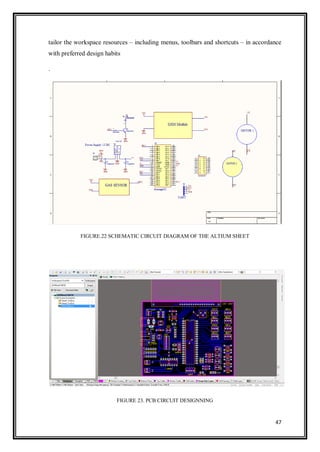 47
tailor the workspace resources – including menus, toolbars and shortcuts – in accordance
with preferred design habits
.
FIGURE.22 SCHEMATIC CIRCUIT DIAGRAM OF THE ALTIUM SHEET
FIGURE 23. PCB CIRCUIT DESIGNNING
 