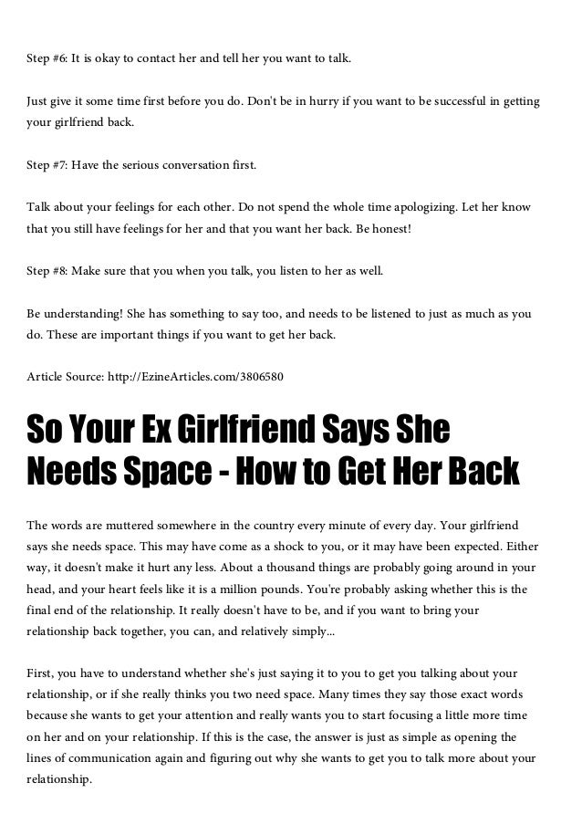 Says girlfriend needs your space she when 12 Ways