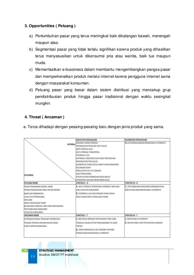 Analisis Swot Pt Indofood
