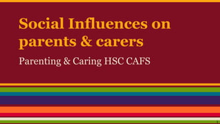 Social Influences on
parents & carers
Parenting & Caring HSC CAFS
1
 