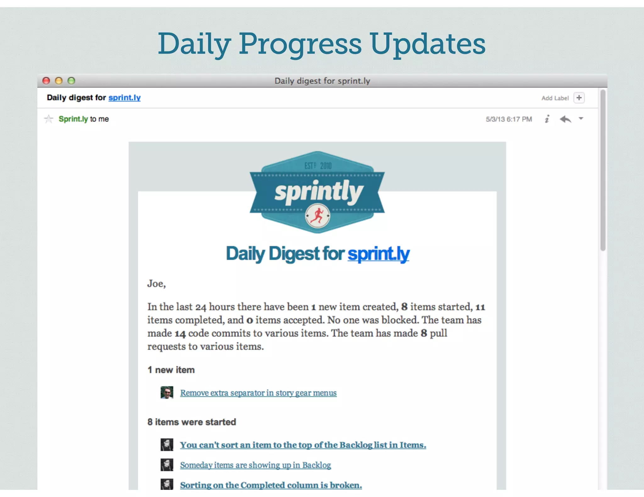 Daily Progress Updates