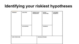 Identifying your riskiest hypotheses
 