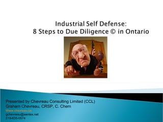 Presented by Chevreau Consulting Limited (CCL) Graham Chevreau, CRSP, C. Chem W ww.chevreau.ca [email_address] 519-635-0574 