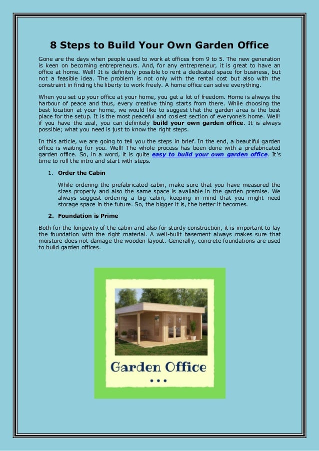 8 Steps To Build Your Own Garden Office