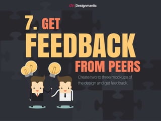 Get Feedback from peers:
Create two to three mockups o
f the design and get feedback.
 