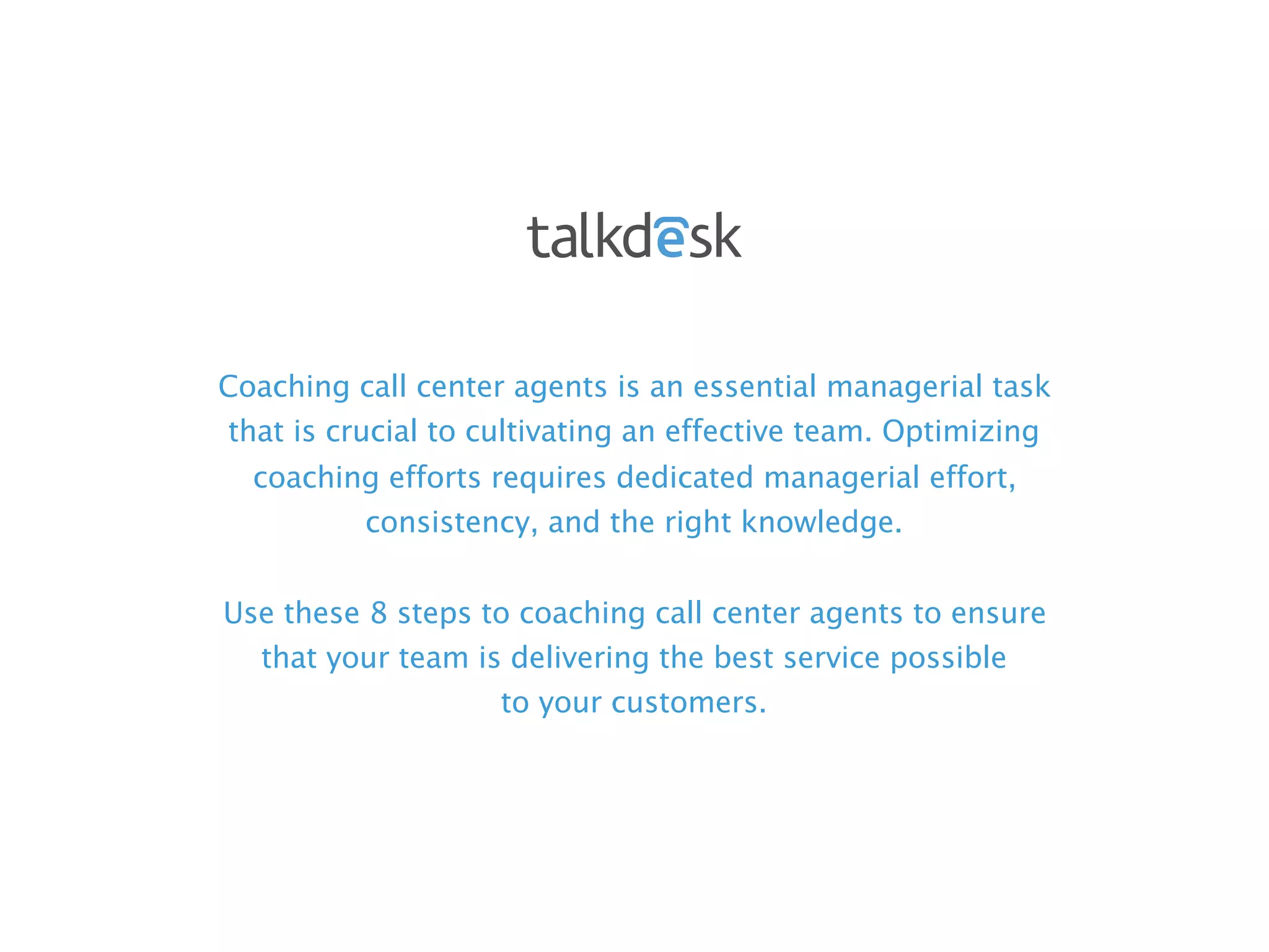8 Steps to Effectively Coaching Call Center Agents | PDF