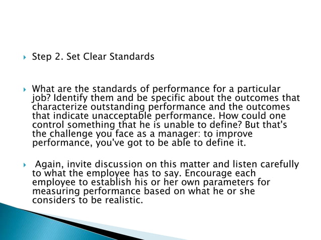 Which Statement Reflects A Clear Performance Standard 8 steps to higher performance | PPT